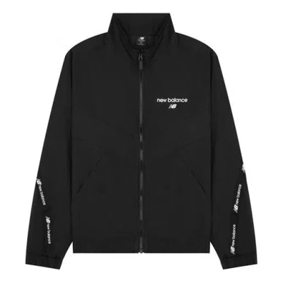 New Balance Logo Full-zip Woven Jacket 'black White'
