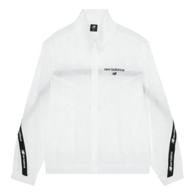 New Balance Logo Full-zip Woven Jacket 'white Black' In Multi