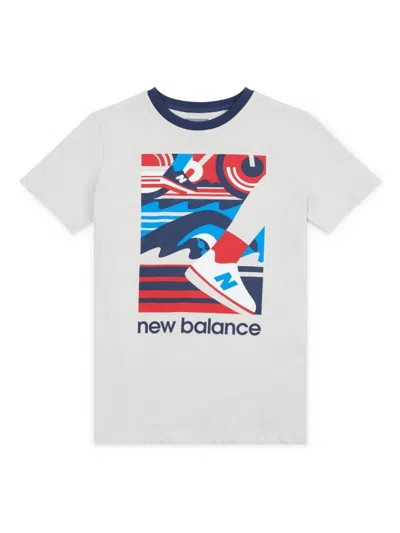 New Balance Kids' Logo Graphic-print Cotton T-shirt In Grey