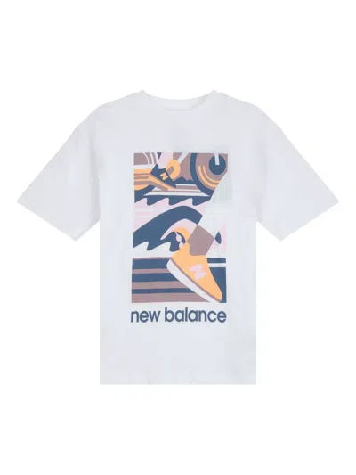 New Balance Kids' Logo Graphic-print Cotton T-shirt In White
