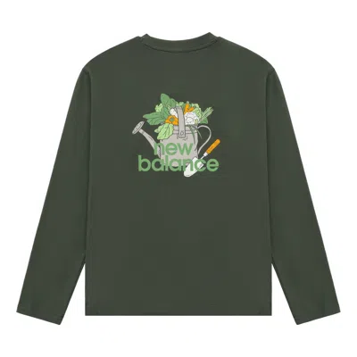 New Balance Logo Graphic Print Top 'green'