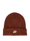 New Balance Logo-patch Beanie Hat In Brown
