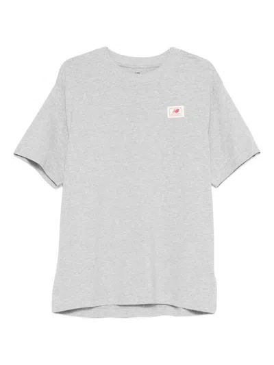 New Balance Logo-patch T-shirt In Gray