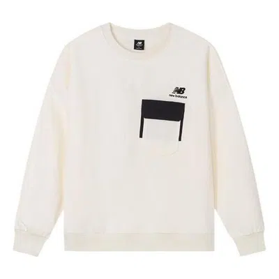 New Balance Logo Pocket Sweatshirt 'white Black' In Neutral