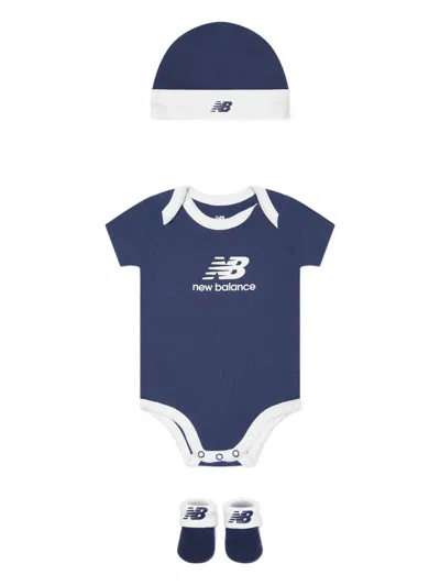 New Balance Logo-print Babygrow Set In Blue