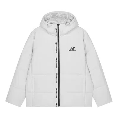 New Balance Logo Print Down Jacket 'white Black'
