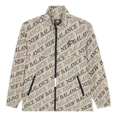 New Balance Logo Print Hooded Jacket Asia Sizing 'beige Black' In Neutral