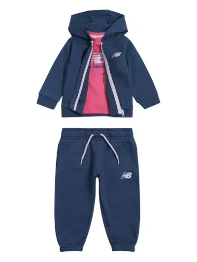New Balance Kids' Logo-print Hooded Tracksuit In Blue