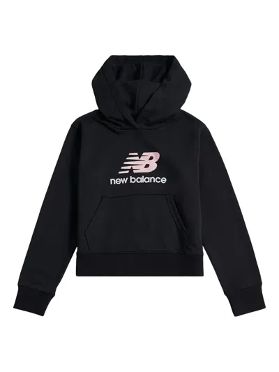 New Balance Kids' Logo-print Hoodie In Black