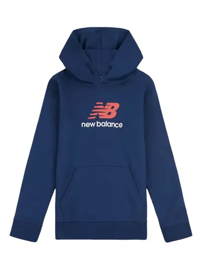 New Balance Kids' Logo-print Hoodie In Blue