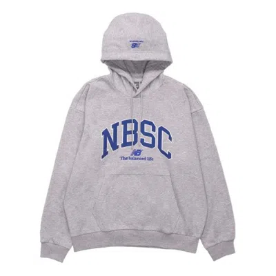 New Balance Logo Print Hoodie 'grey Blue' In Gray