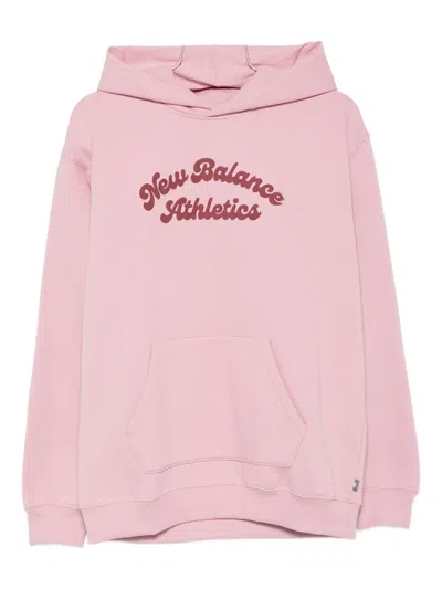 New Balance Logo-print Hoodie In Pink
