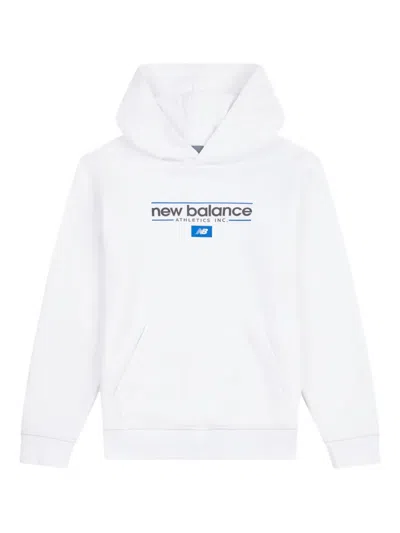 New Balance Kids' Logo-print Hoodie In White