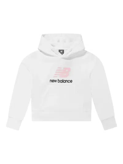New Balance Kids' Logo-print Hoodie In White