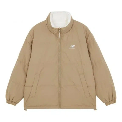 New Balance Logo Print Jacket 'khaki White' In Brown