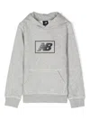 New Balance Logo-print Pouch-pocket Hoodie In Grey