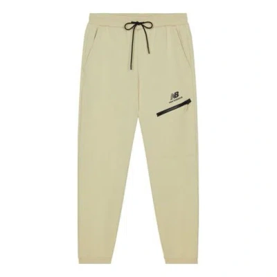 New Balance Logo Print Sweatpants 'beige Black' In Neutral