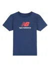 New Balance Boys Jersey Stacked Logo T-shirt In Blue