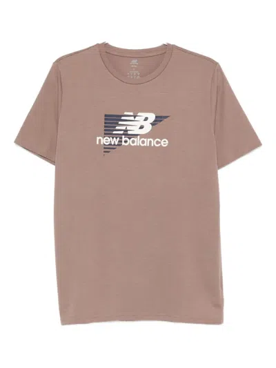 New Balance Logo-print T-shirt In Brown
