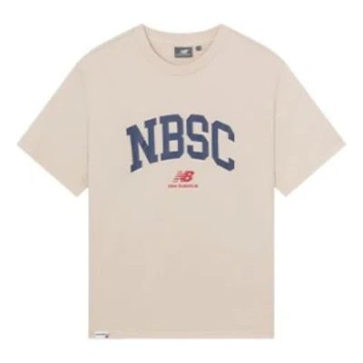 New Balance Logo Print Tee 'beige Blue' In Neutral