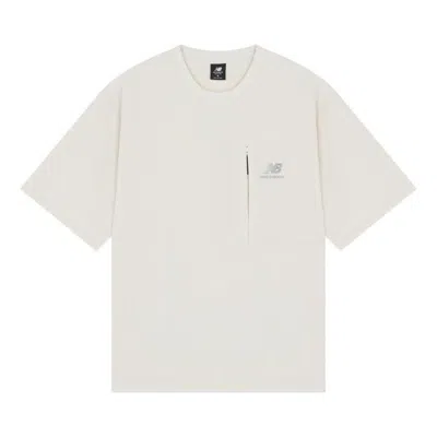 New Balance Logo Print Tee 'white' In Brown