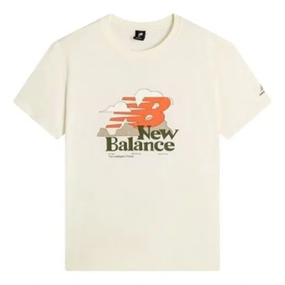 New Balance Logo Print Tee 'white Orange' In Neutral