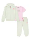 New Balance Girls T-shirt And Tracksuit Set In Green