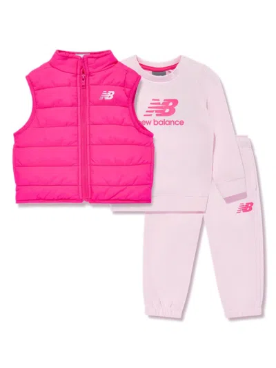 New Balance Kids' Logo-print Tracksuit (set Of Three) In Pink
