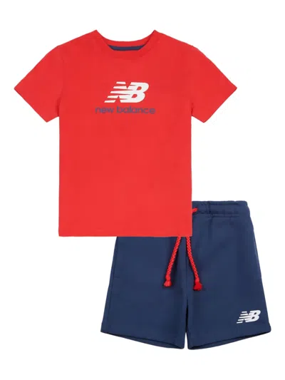 New Balance Kids' Logo-print Two-piece Set In Red