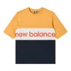 New Balance Logo Printed Colorblock Tee 'orange White Black' In Yellow