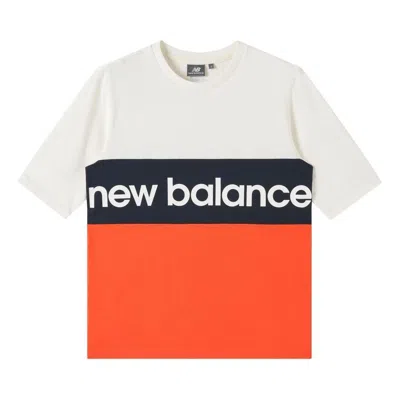 New Balance Logo Printed Colorblock Tee 'white Orange Black'
