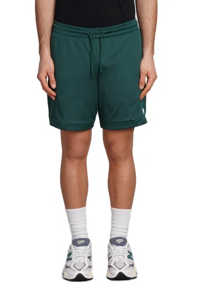 New Balance Logo Printed Mesh Shorts In Green