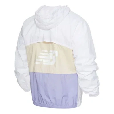 New Balance Logo Printing Colorblock Hooded Jacket Couple Style White In Multi