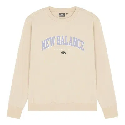 New Balance Logo Printing Round Neck Pullover Couple Style Creamy White In Neutral