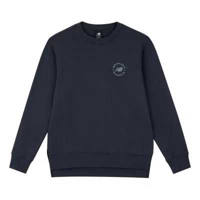 New Balance Logo Pullover Sweatshirt 'navy' In Blue