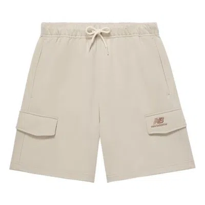 New Balance Logo Sport Cotton Shorts 'beige Brown' In Gray