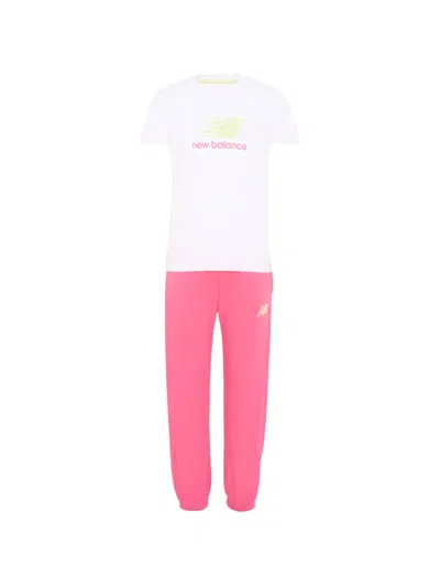 New Balance Kids' Logo T-shirt Tracksuit In Pink