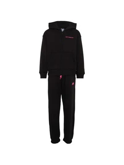 New Balance Kids' Logo-detail Hooded Tracksuit Set In Black