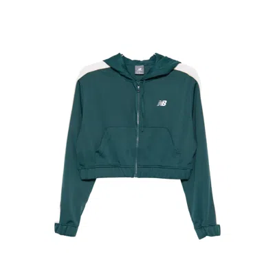 New Balance Logo-embroidered Hoodie In Green