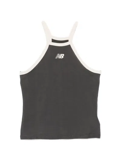 New Balance Logo-embroidered Racerback Tank Top In Gray