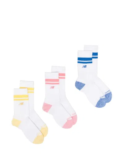 New Balance Logo-embroidered Striped Socks In Multi