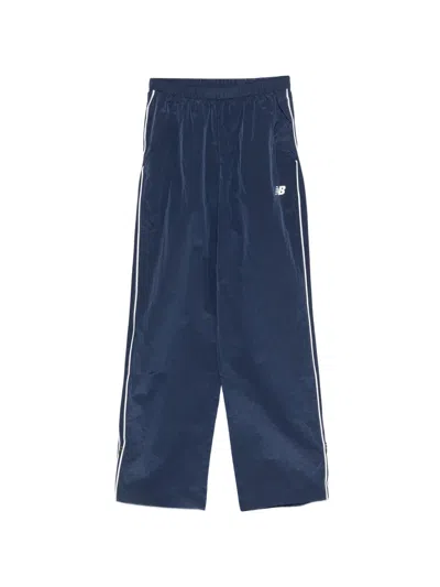 New Balance Logo-embroidered Trousers In Blue
