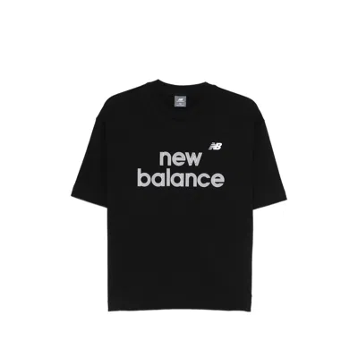 New Balance Logo-print Cotton T-shirt In Black