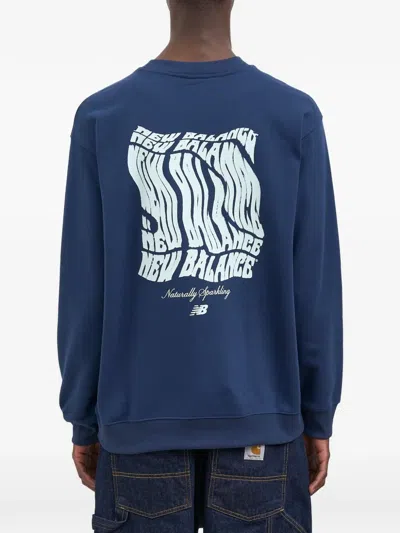 New Balance Logo-print Crew-neck Sweatshirt In Blue