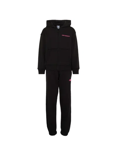 New Balance Kids' Logo-print Hooded Tracksuit Set In Black