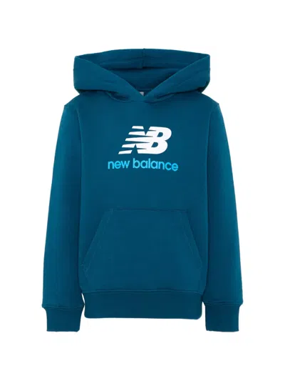 New Balance Kids' Logo-print Pouch-pocket Hoodie In Green