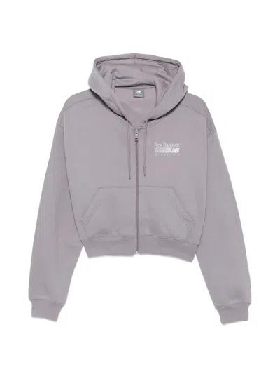New Balance Logo-print Zip-fastening Hoodie In Gray