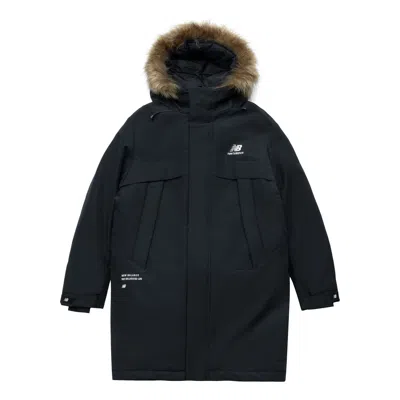 New Balance Long Puff Down Jacket 'black' In Blue