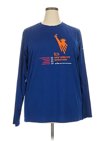 Pre-owned New Balance Long Sleeve Top Blue Crew Neck Tops