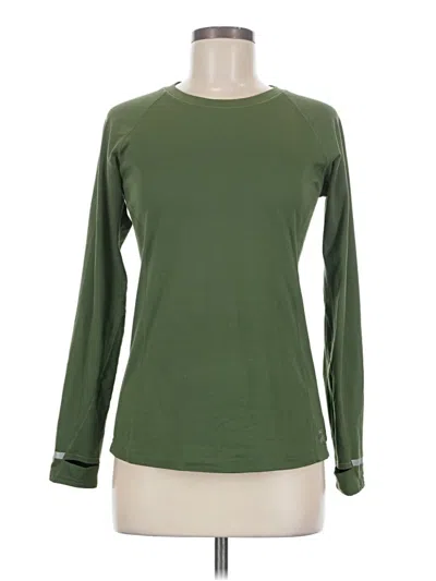 Pre-owned New Balance Long Sleeve Top Green Crew Neck Tops